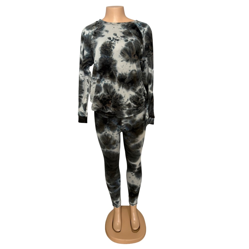 Fashion Nova Gray and Black Tie-Dye Set